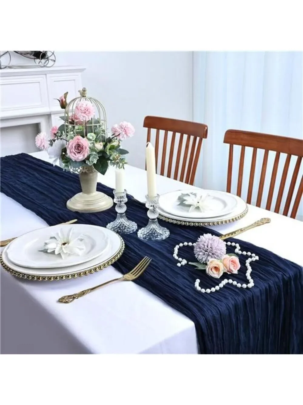 6 pack navy blue cheesecloth table runner 10ft gauze fabric wedding party decor